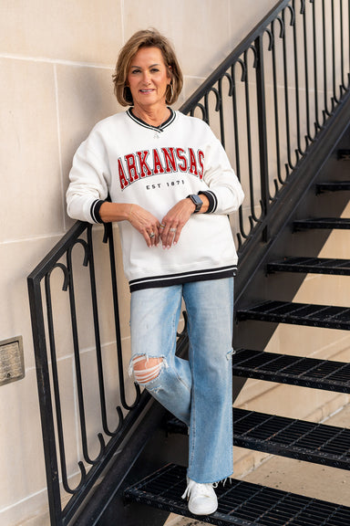 Arkansas Chenille V-Neck Sweatshirt