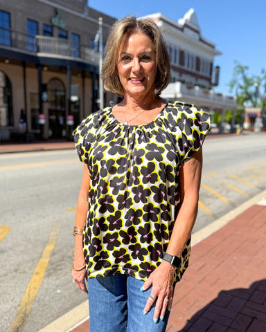 Black Lemon Floral Top
