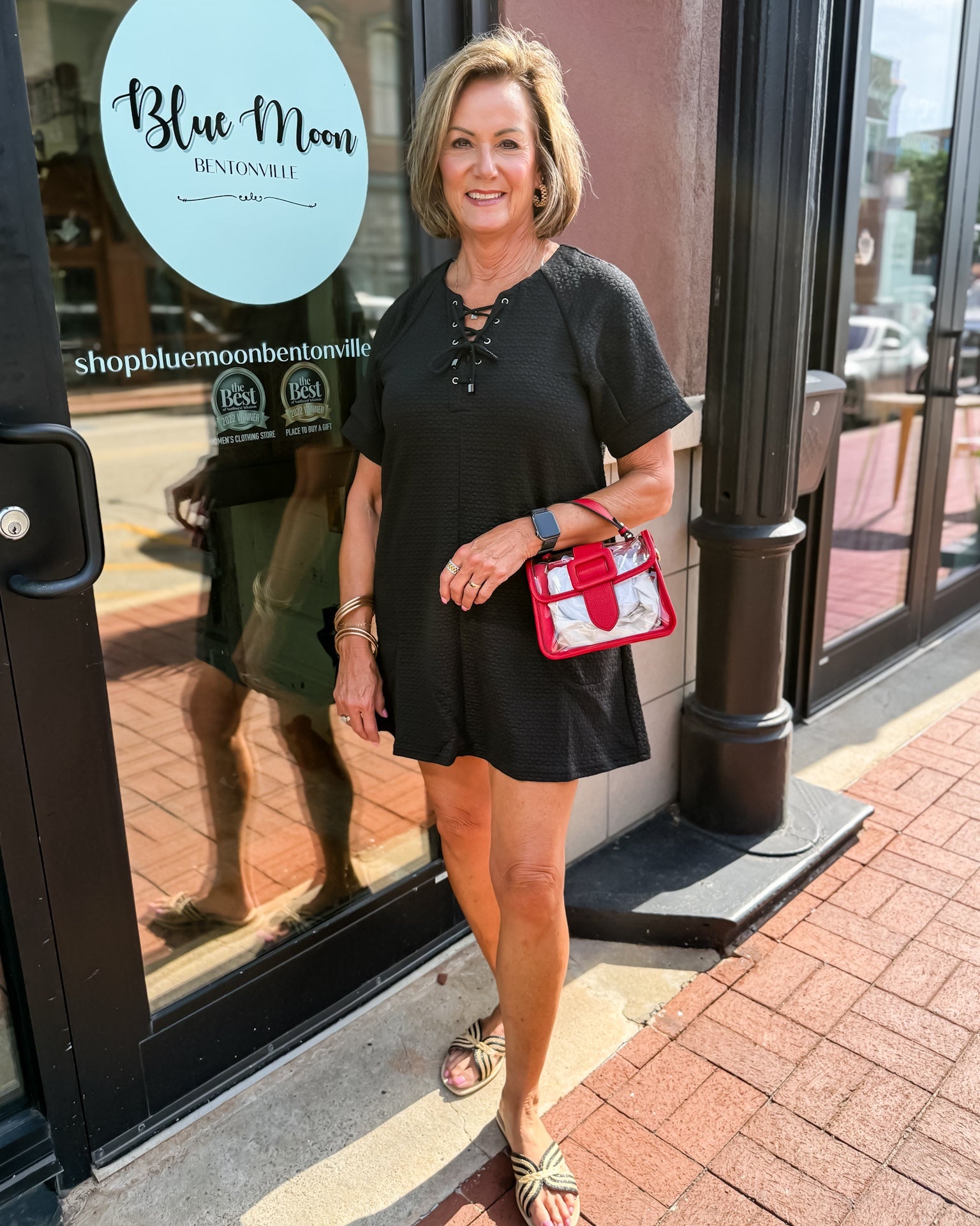 Black Textured Swing Dress