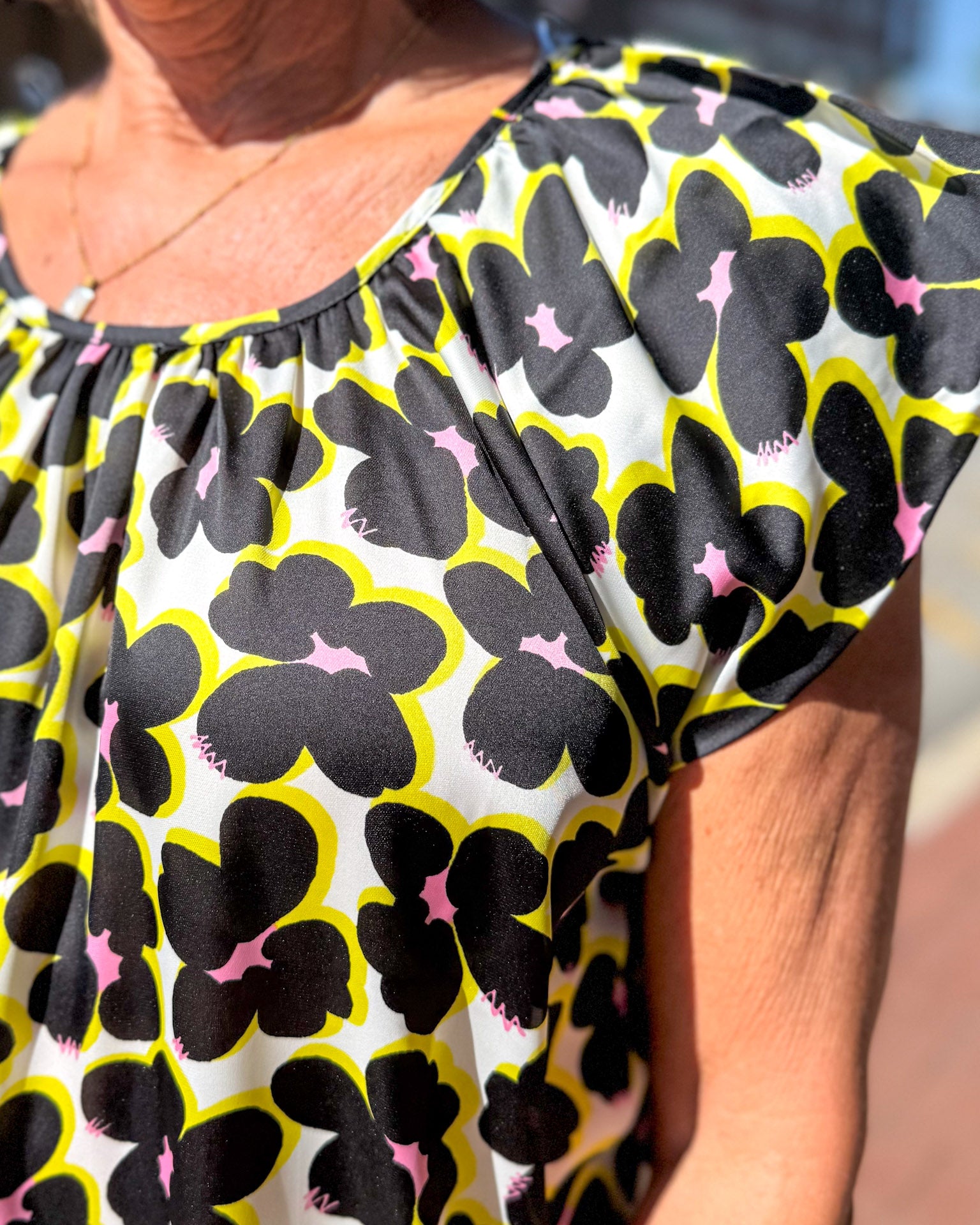 Black Lemon Floral Top