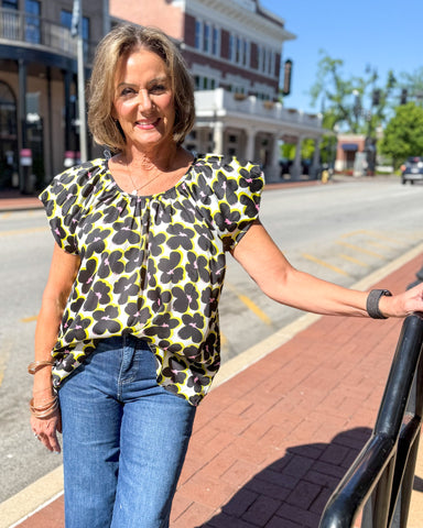 Black Lemon Floral Top