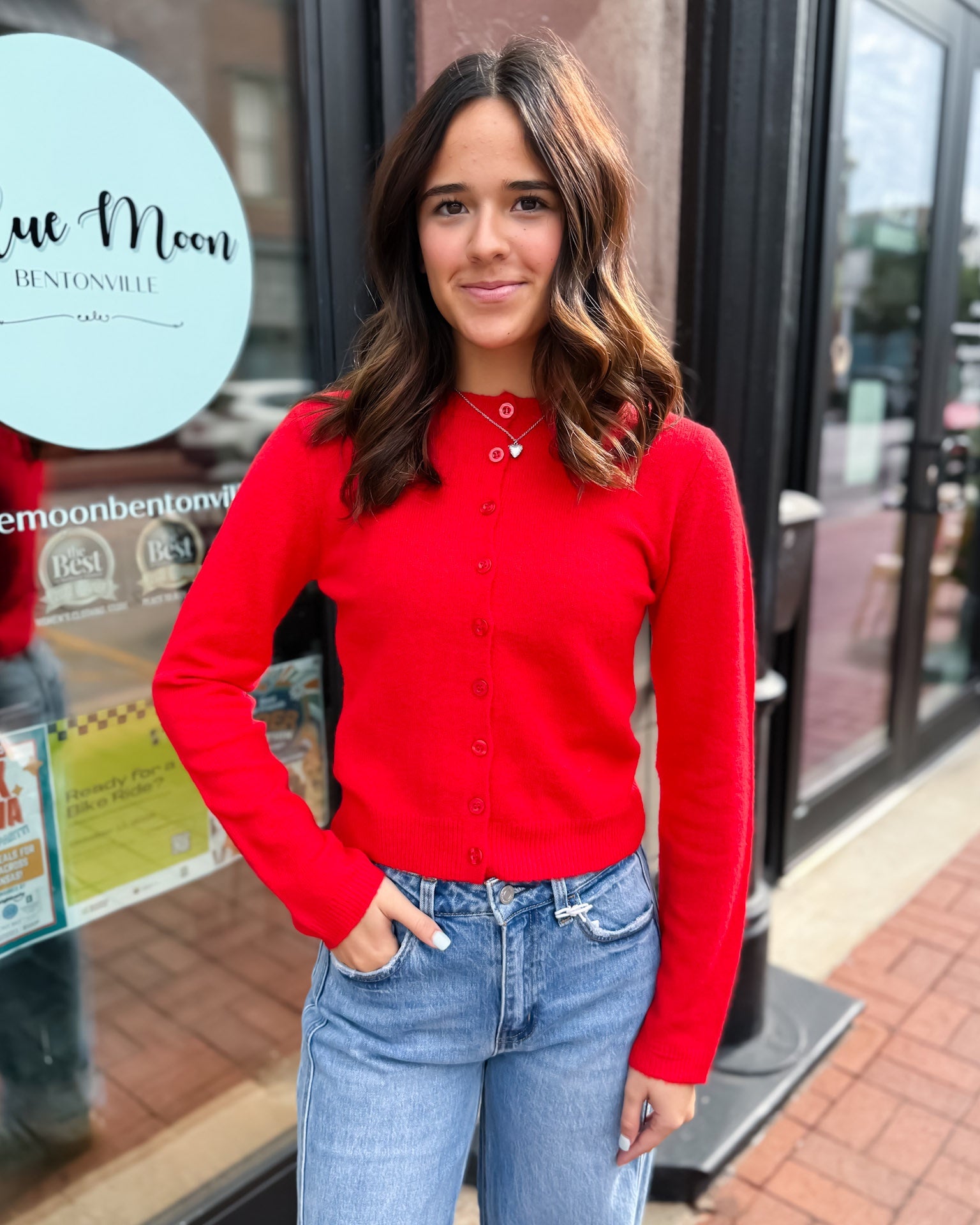 Bright Red Cardigan