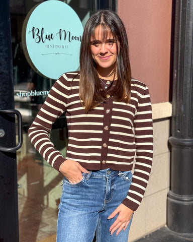 Brown Striped Cardigan