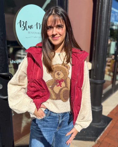 Burgundy Quilted Puffer Vest