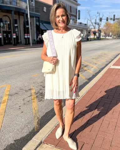 Champagne Pleated Mini Dress
