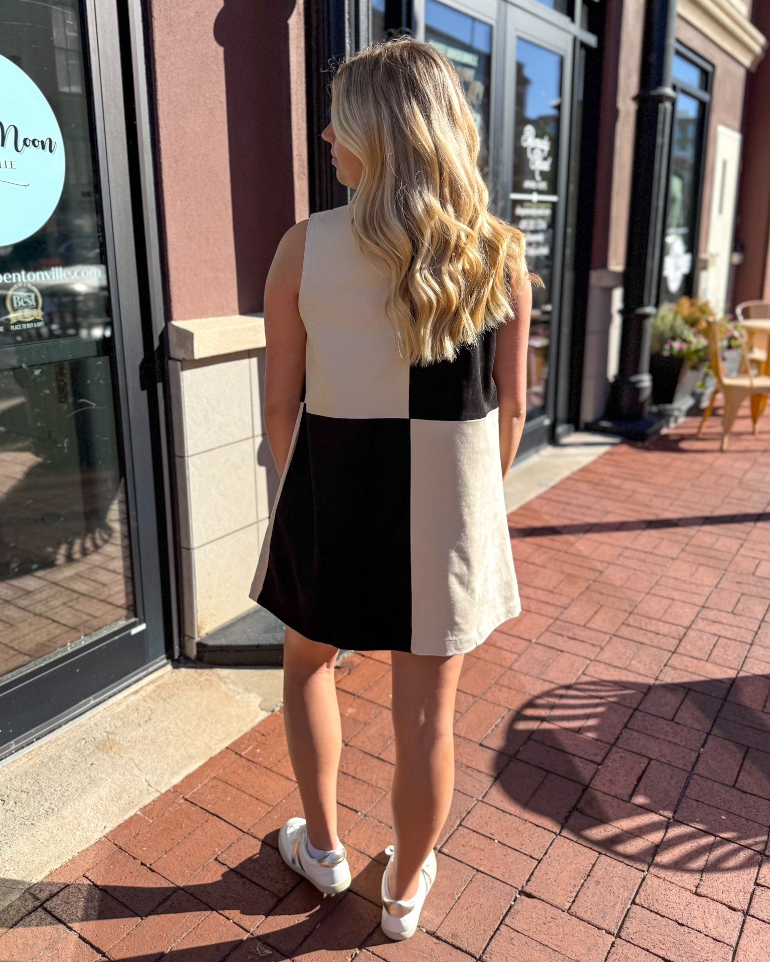 Charcoal/Ivory Color Block Shift Dress