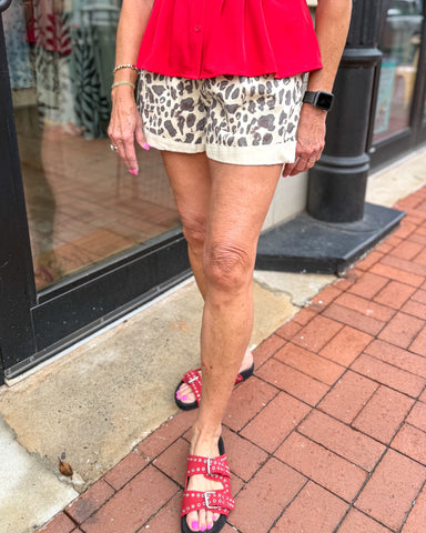 Ecru Leopard Shorts