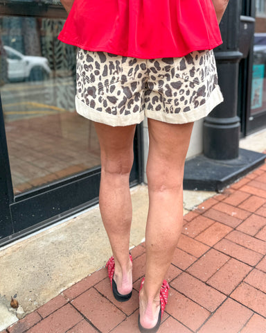 Ecru Leopard Shorts