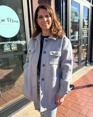 Heather Grey Buttoned Bliss Overcoat