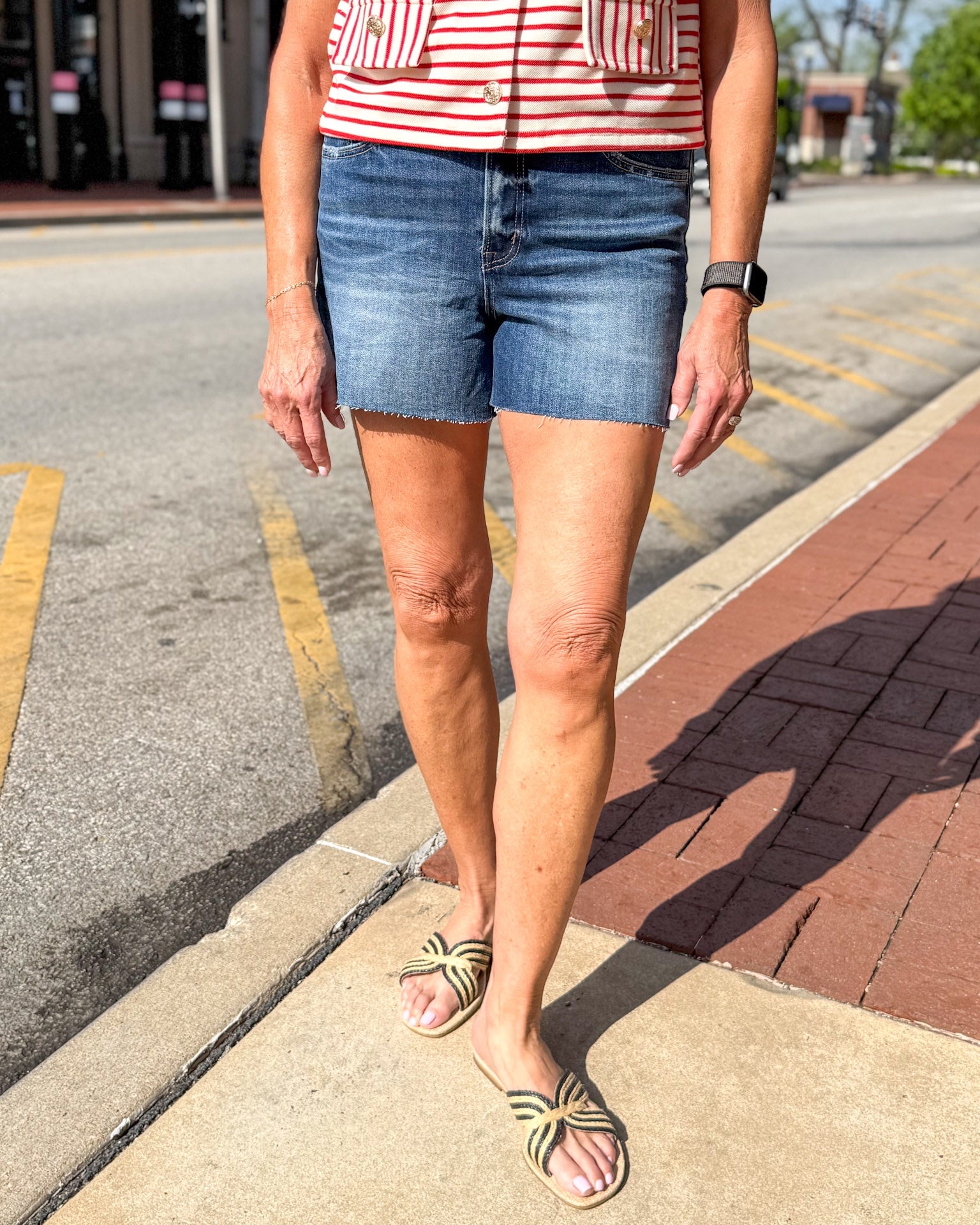 High Rise Clean Cut Hem Denim Shorts