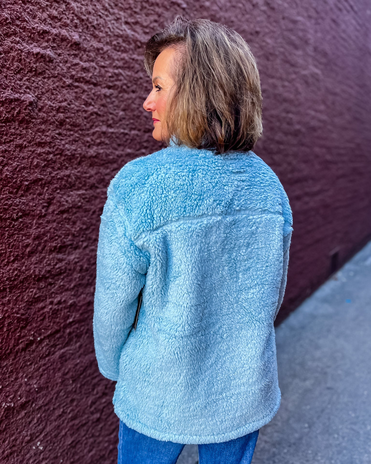 Ice Blue Sherpa Pullover