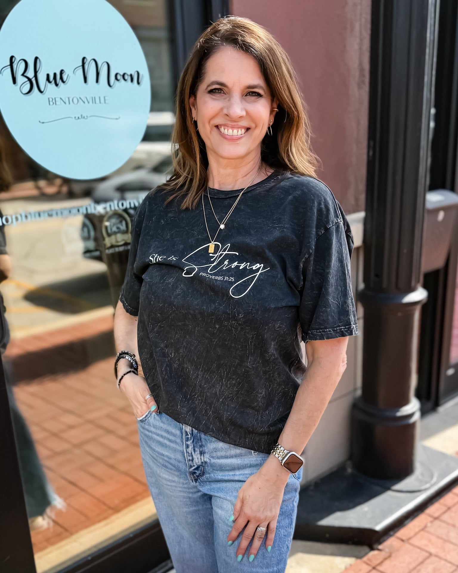 Mineral Black She is Strong Graphic T-shirt