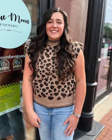 Mocha Leopard Sweater w/Cap Sleeves