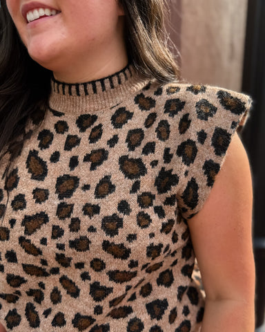 Mocha Leopard Sweater w/Cap Sleeves