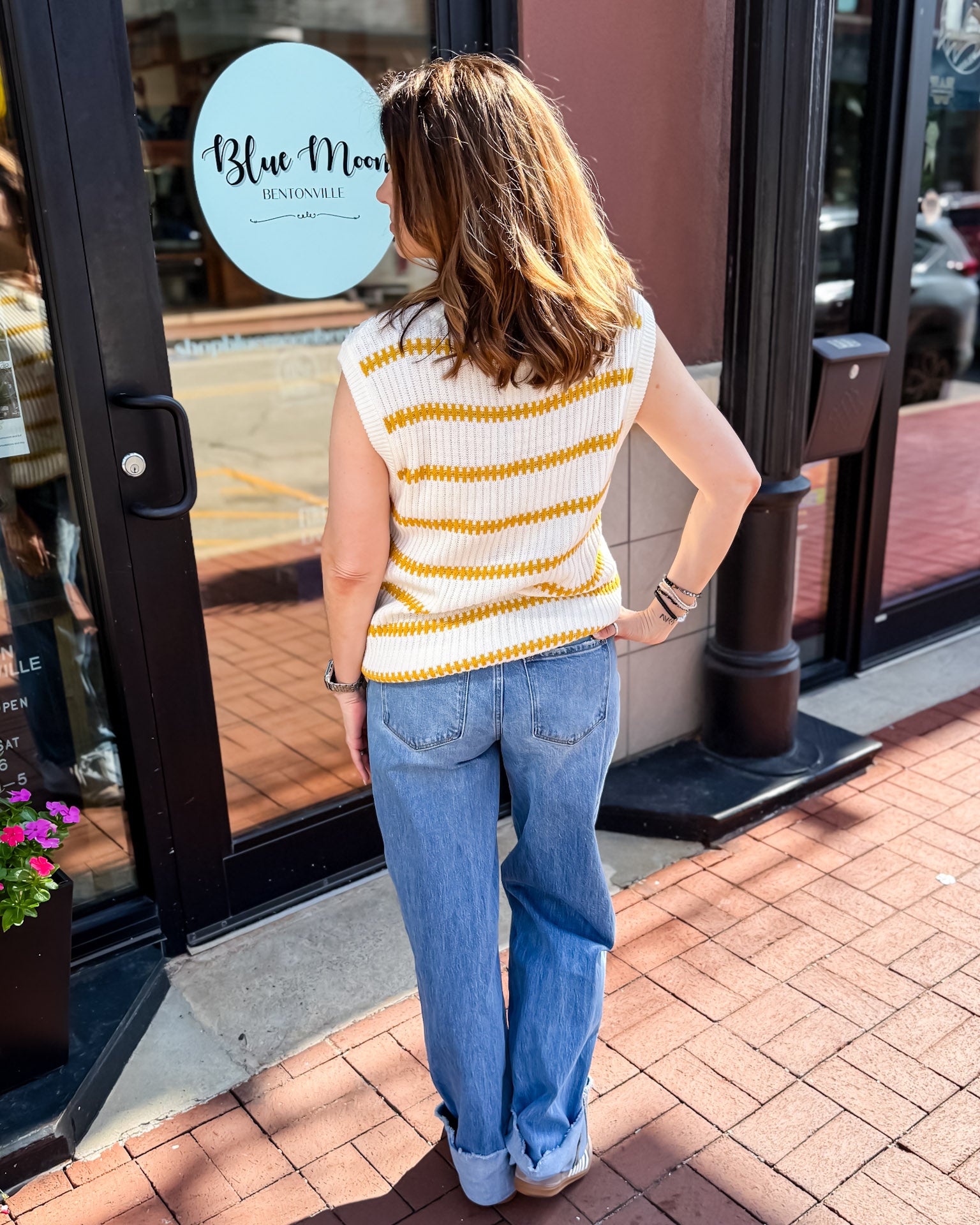 Mustard/Ivory Sleeveless Sweater