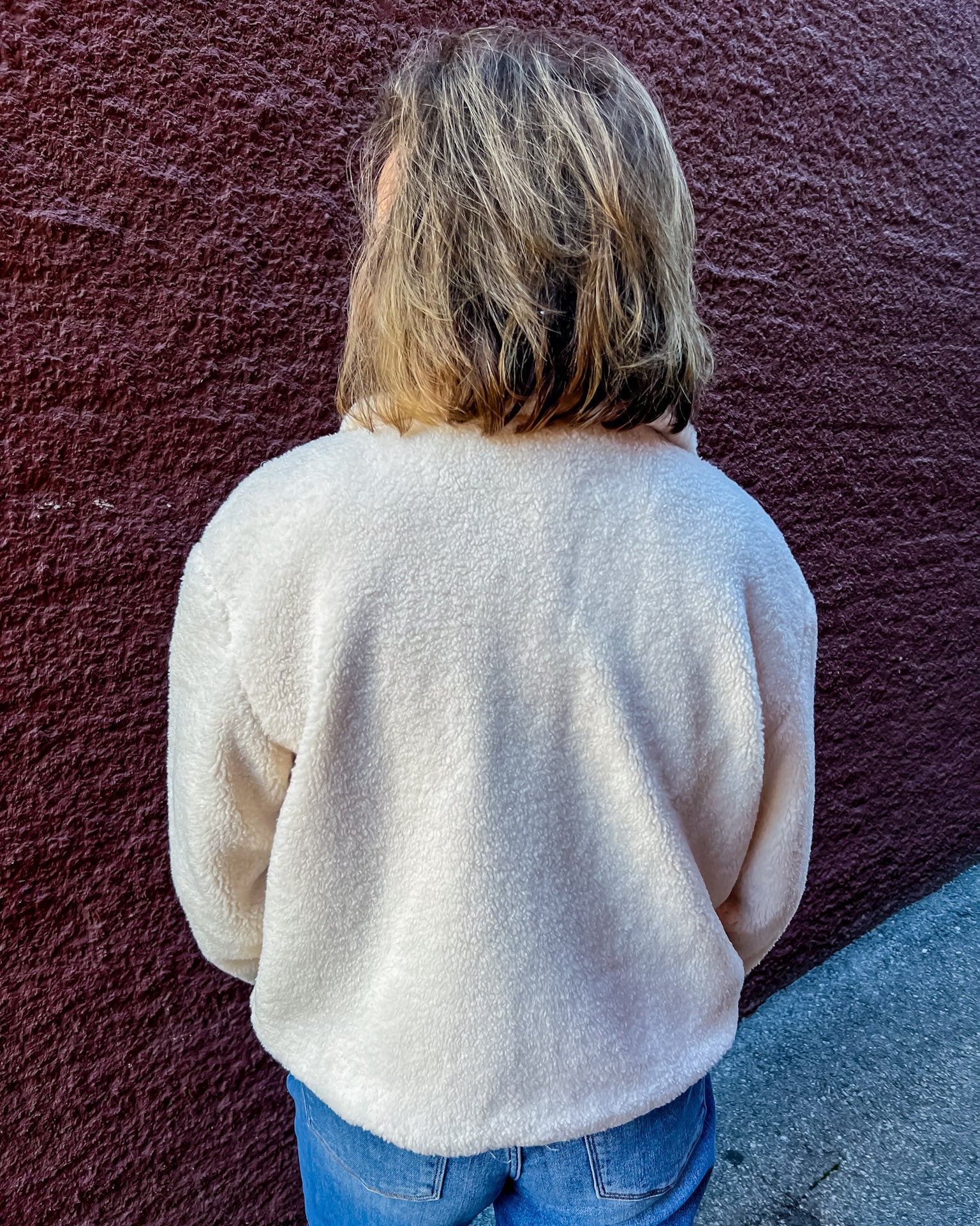 Natural Teddy Jacket with Tab Buttons