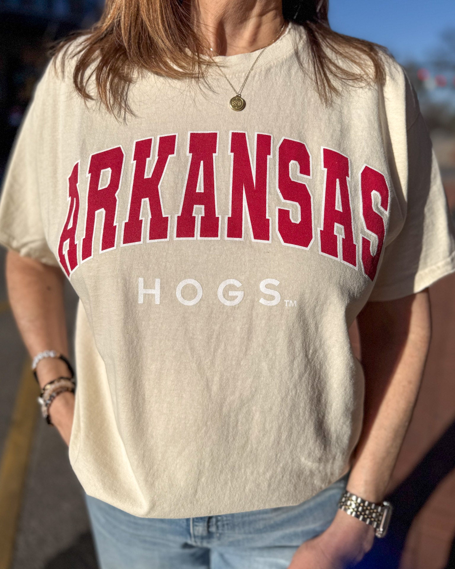 Off White Razorback Filled Gault Thrifted T-Shirt