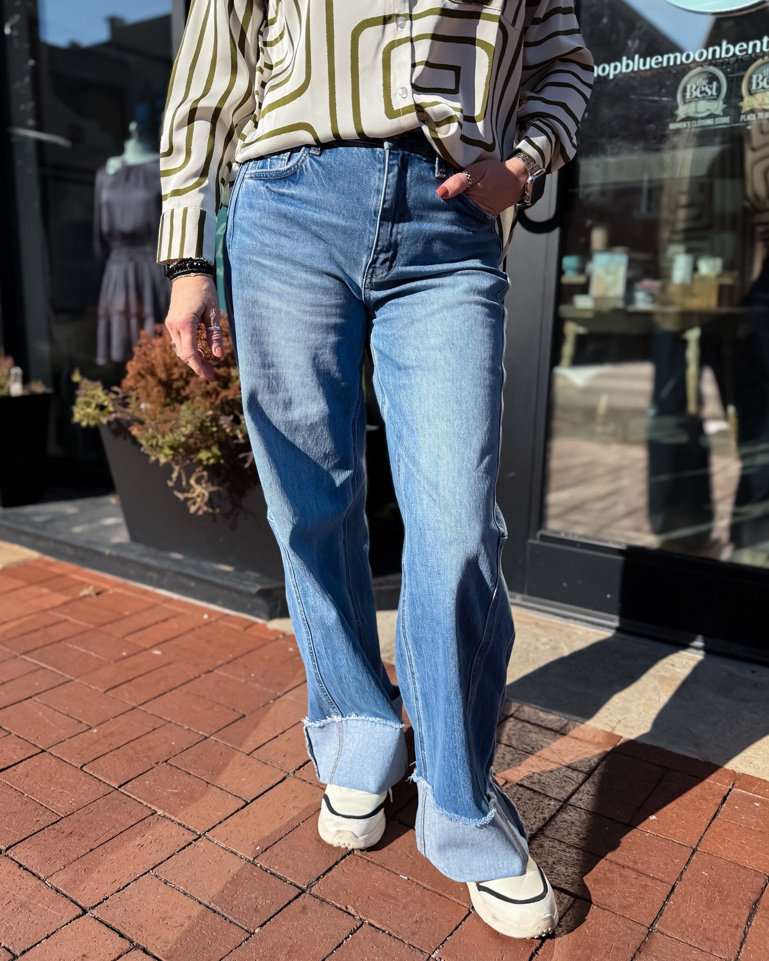 Kris HR Cuffed Wide Leg Jeans