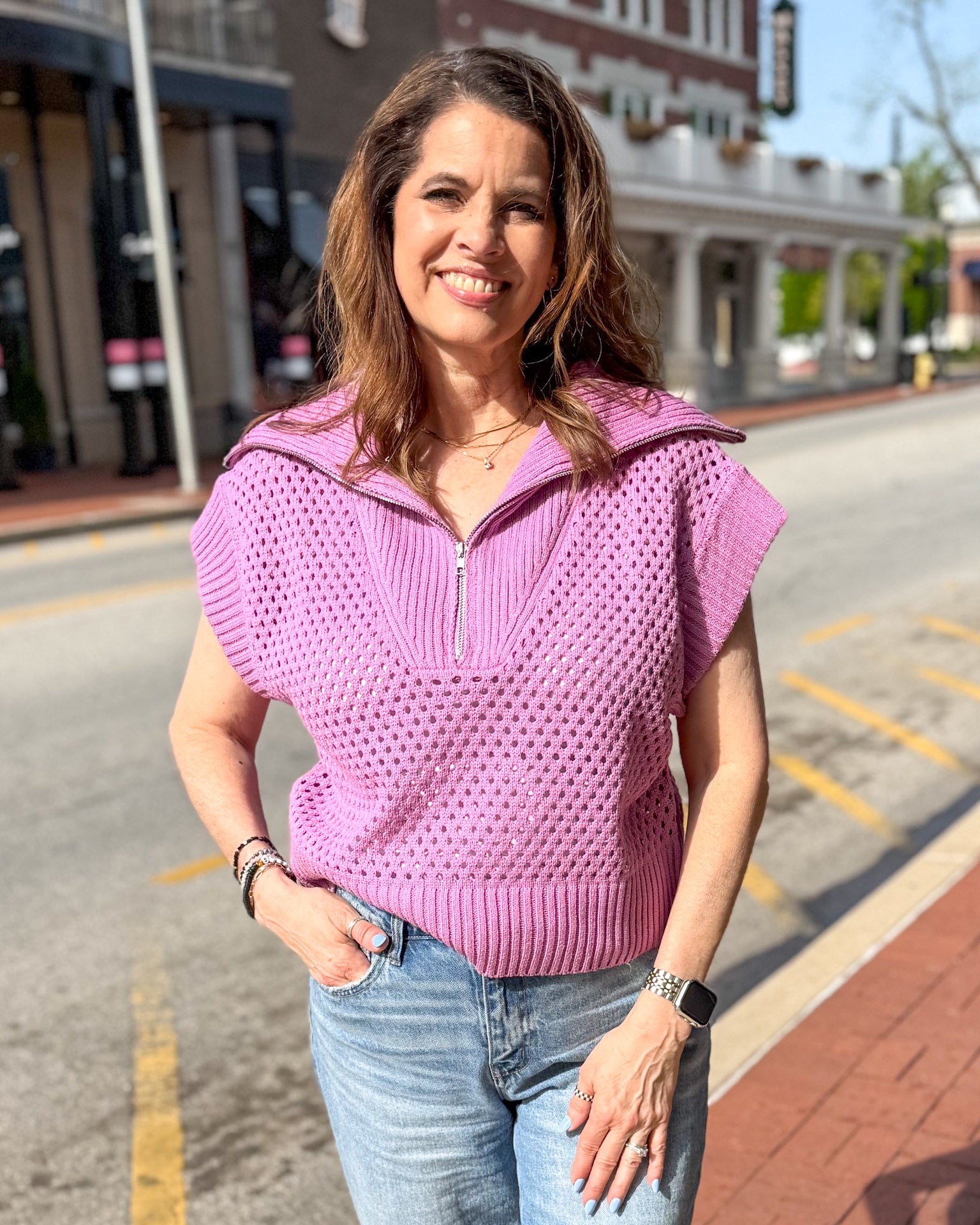 Orchid Half Zip Sweater