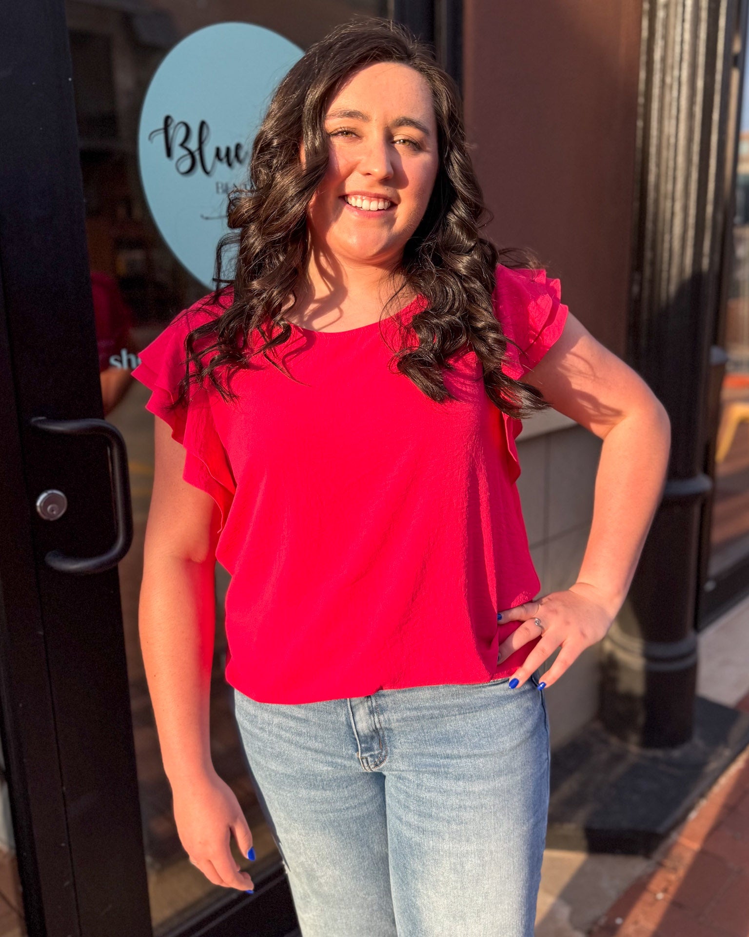 Punch Top w/ Double Ruffled Sleeves