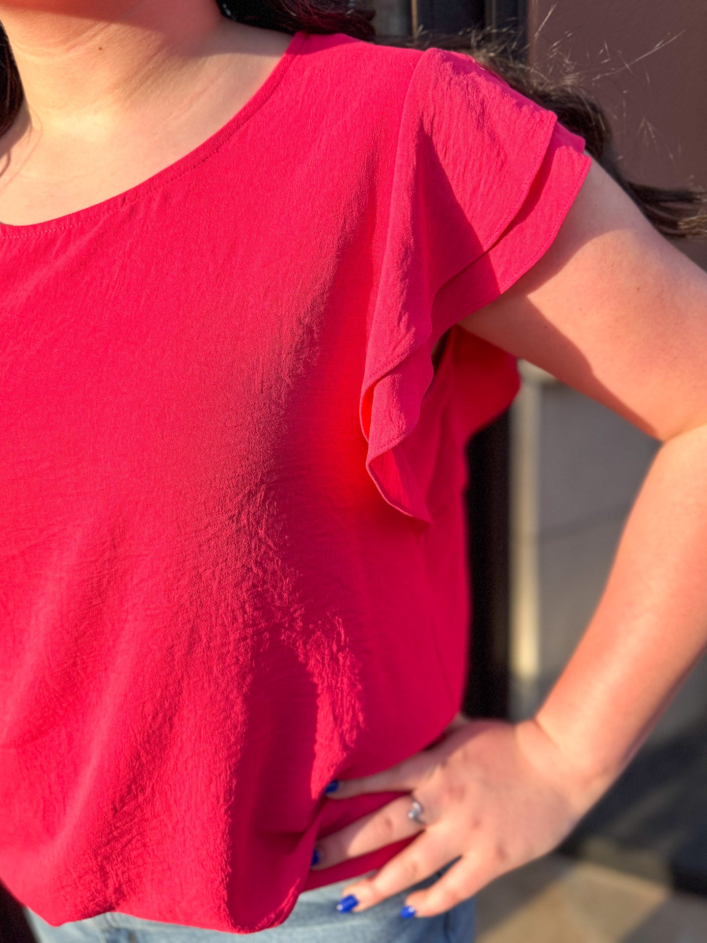 Punch Top w/ Double Ruffled Sleeves