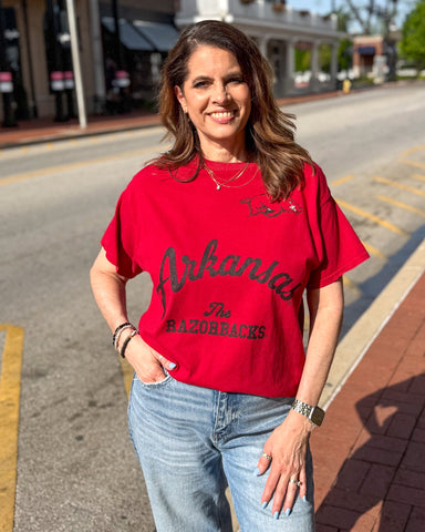 Red Razorback Quality Thrifted T-Shirt