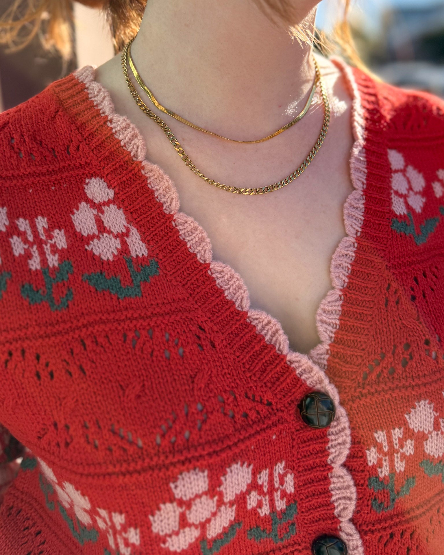 Red Floral Cardigan