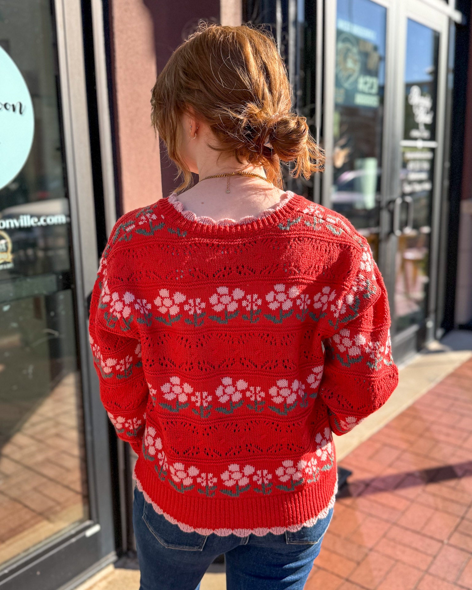 Red Floral Cardigan