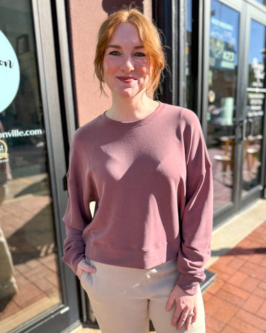 Rose Taupe Laguna Dropped Shoulder Sweatshirt