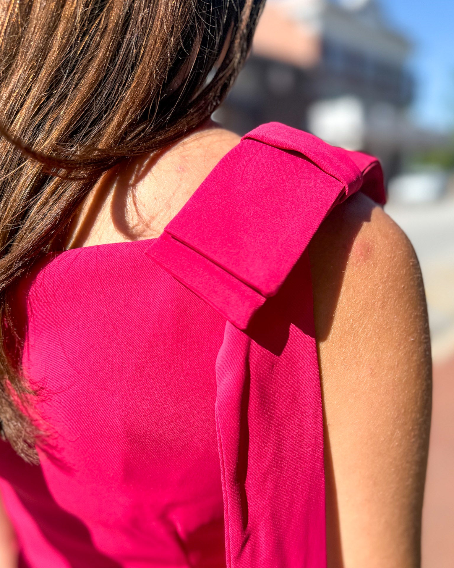 Scarlet Sleeveless Dress w/Bow Accent