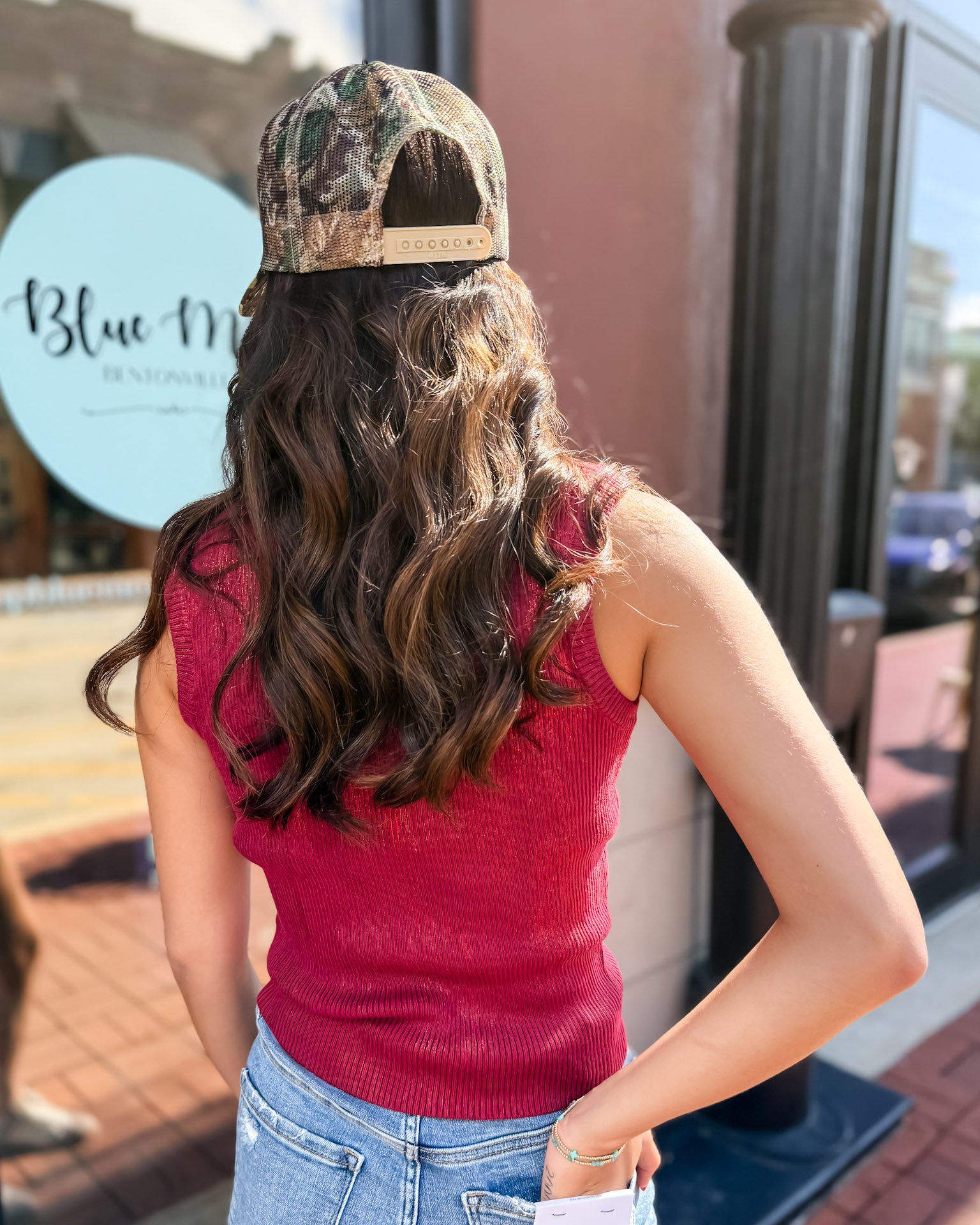 Wine Metallic Tank Top