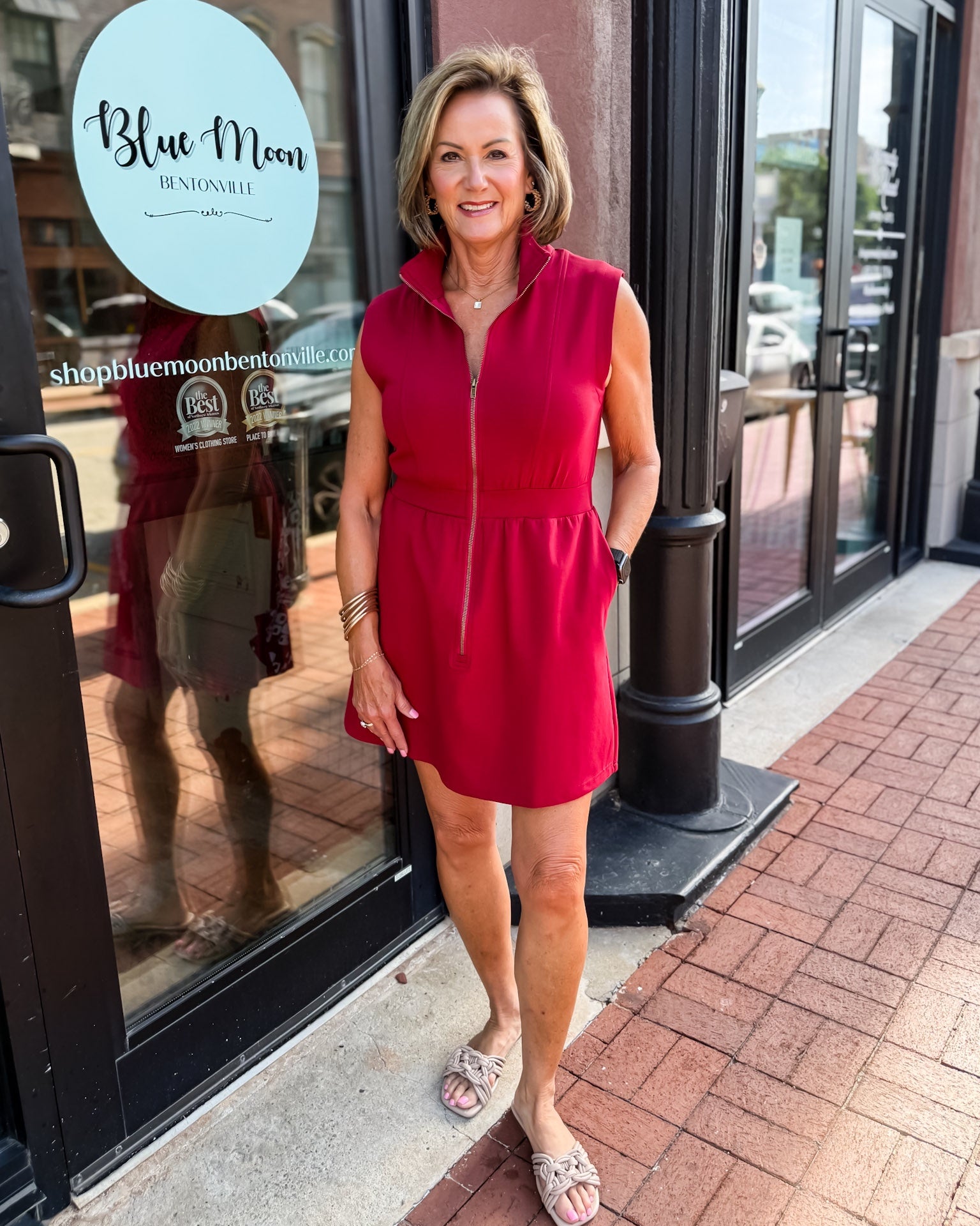 Wine Zippered Mini Dress