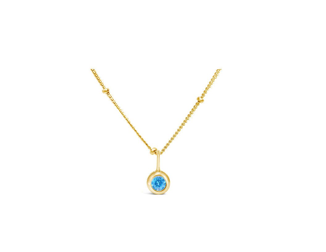 CZ Bezel Birthstone Gold Necklace - Shopbluemoonbentonville