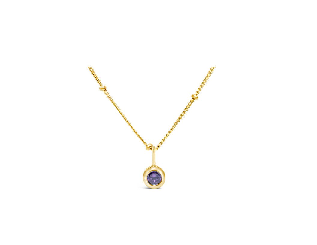 CZ Bezel Birthstone Gold Necklace - Shopbluemoonbentonville
