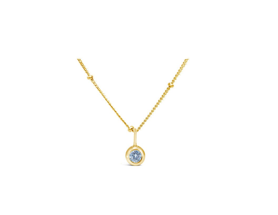 CZ Bezel Birthstone Gold Necklace - Shopbluemoonbentonville