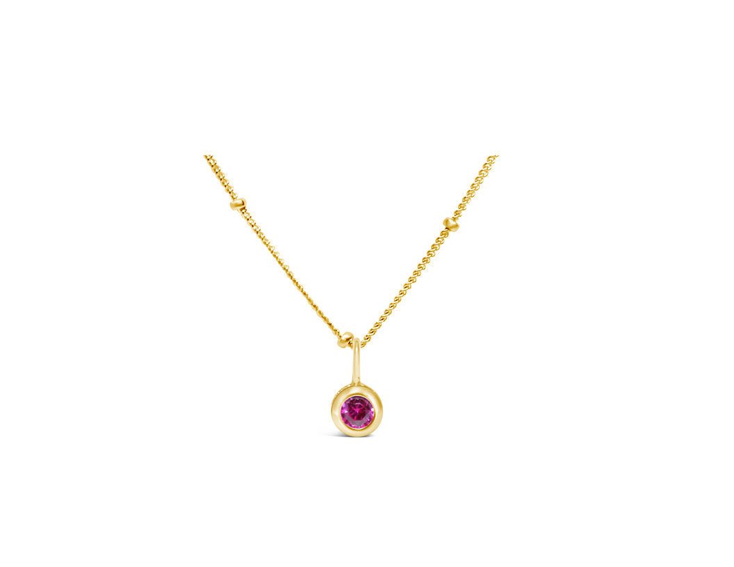 CZ Bezel Birthstone Gold Necklace - Shopbluemoonbentonville