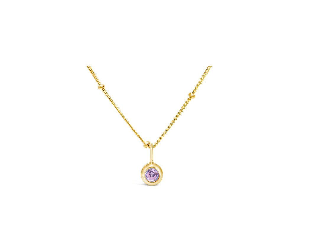 CZ Bezel Birthstone Gold Necklace - Shopbluemoonbentonville