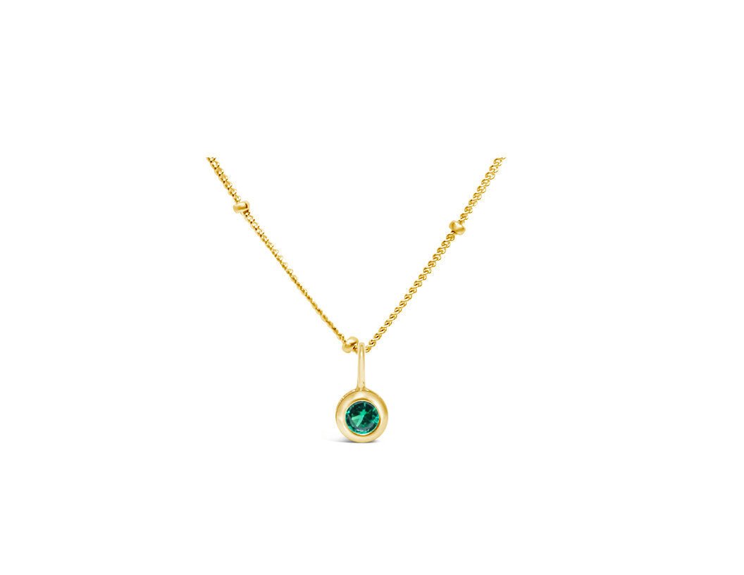 CZ Bezel Birthstone Gold Necklace - Shopbluemoonbentonville