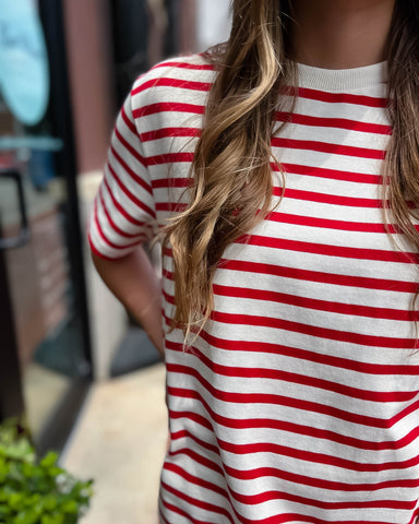 Red/White Striped T-shirt Dress - Shopbluemoonbentonville