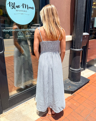 Blue Skies Stripe Midi Dress