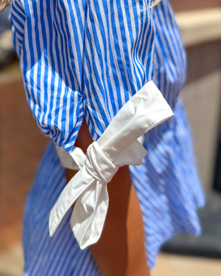 Blue Striped Peplum Blouse