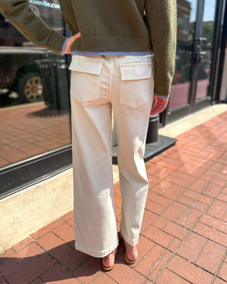 Ecru HR Baggy Wide Leg Jeans