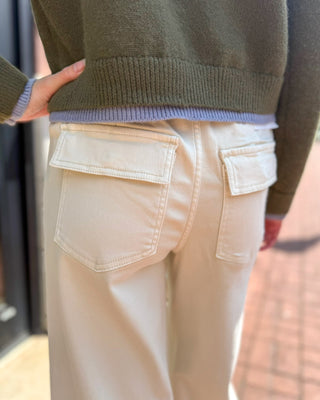 Ecru HR Baggy Wide Leg Jeans