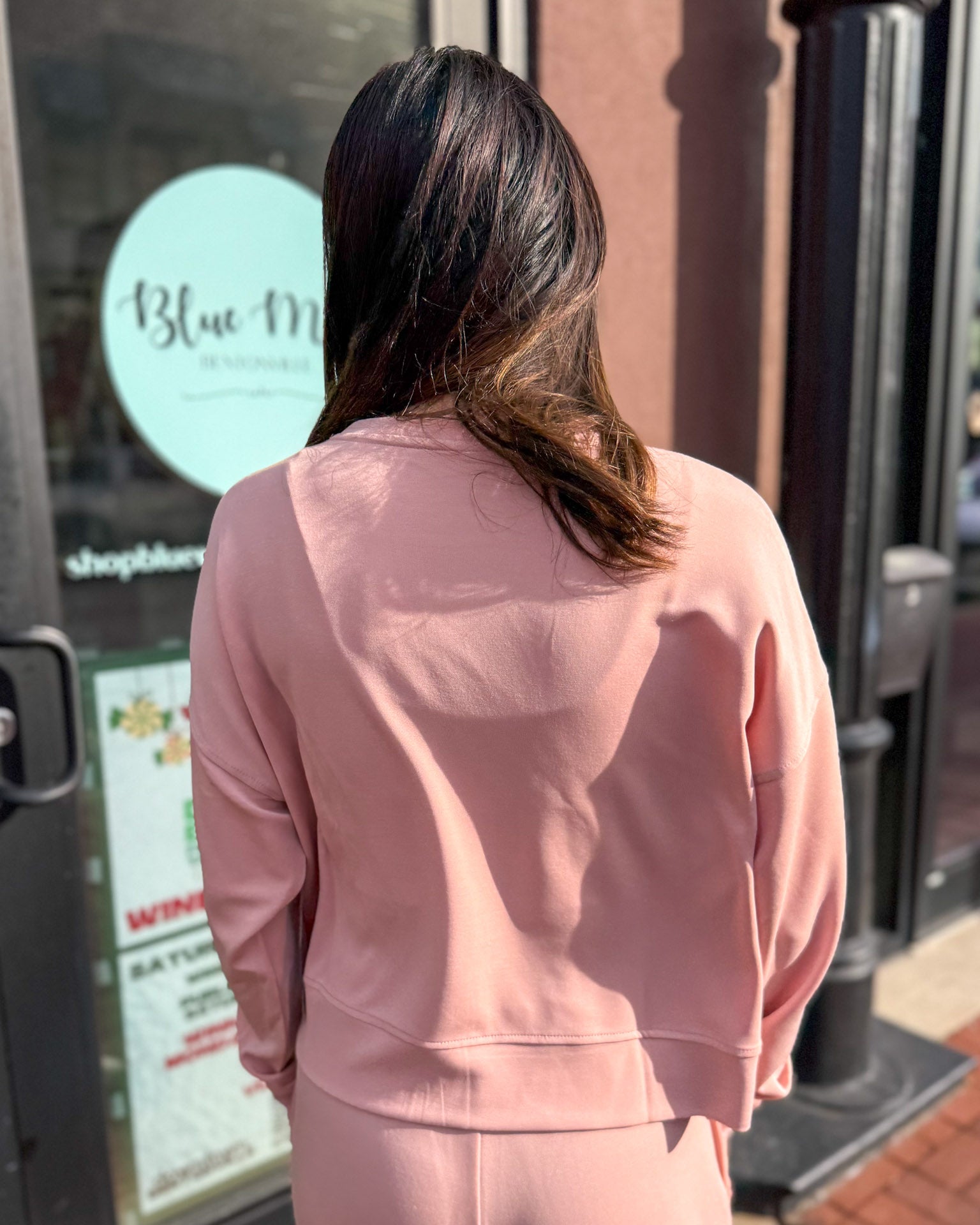 Misty Rose Laguna Dropped Shoulder Sweatshirt