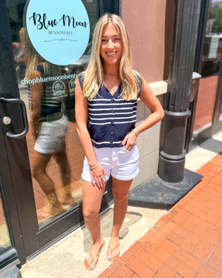 Navy Striped Sweater Vest