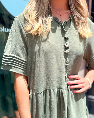 Olive Tiered Mini Dress