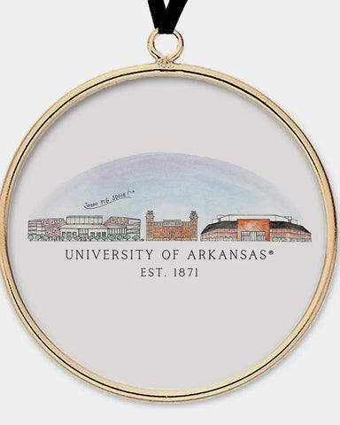 Arkansas Skyline Brass & Glass Ornament
