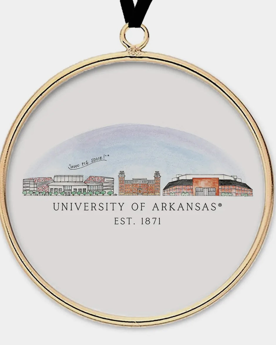Arkansas Skyline Brass & Glass Ornament