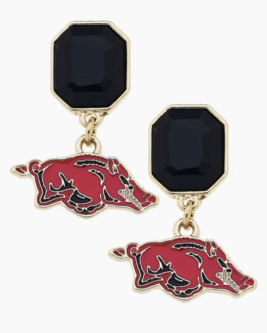 Razorback Rhinestone Enamel Earrings