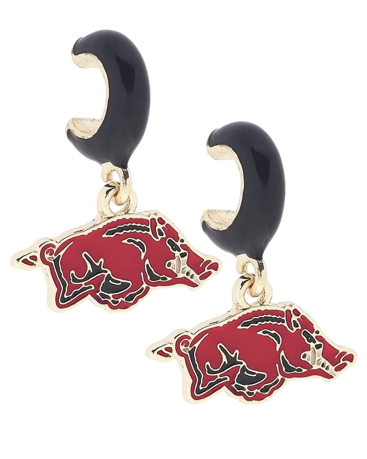 Razorback Enamel Huggie Earrings